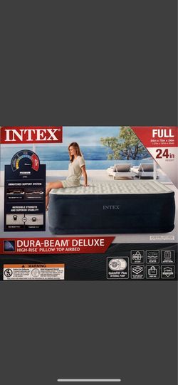NEW Intex Dura-Beam Deluxe Full Air Mattress w/ Built-In Pump | 24 in Height