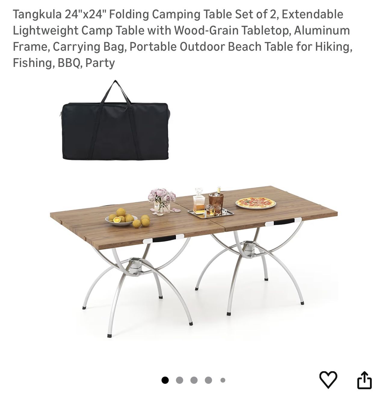 24"x24" Folding Camping Table Set of 2