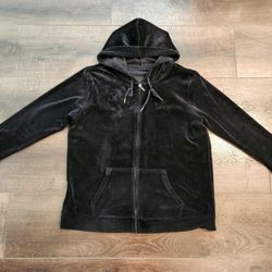 black velour hooded sweatshirt. size M,