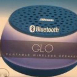 white/blue bluetooth speaker