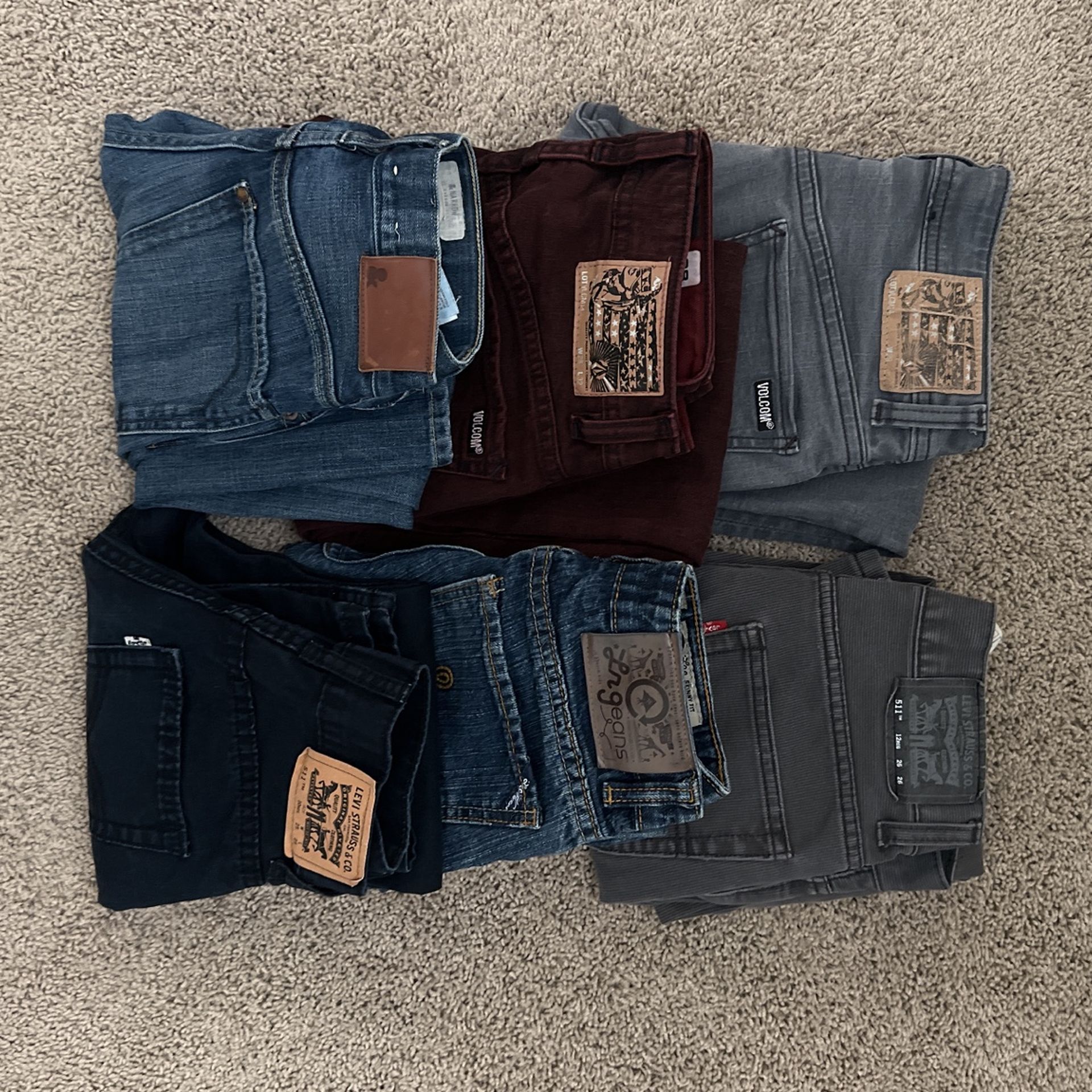 Boys Jeans Sizes 10, 12, 28, 29 $2 Each Volcom, Levi, Lrg, & Marrow