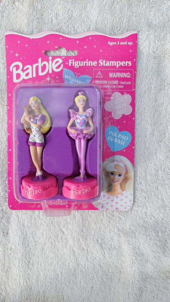 vintage 1996 barbie 'tara" figurine stampers x2 packs stocking stuffer