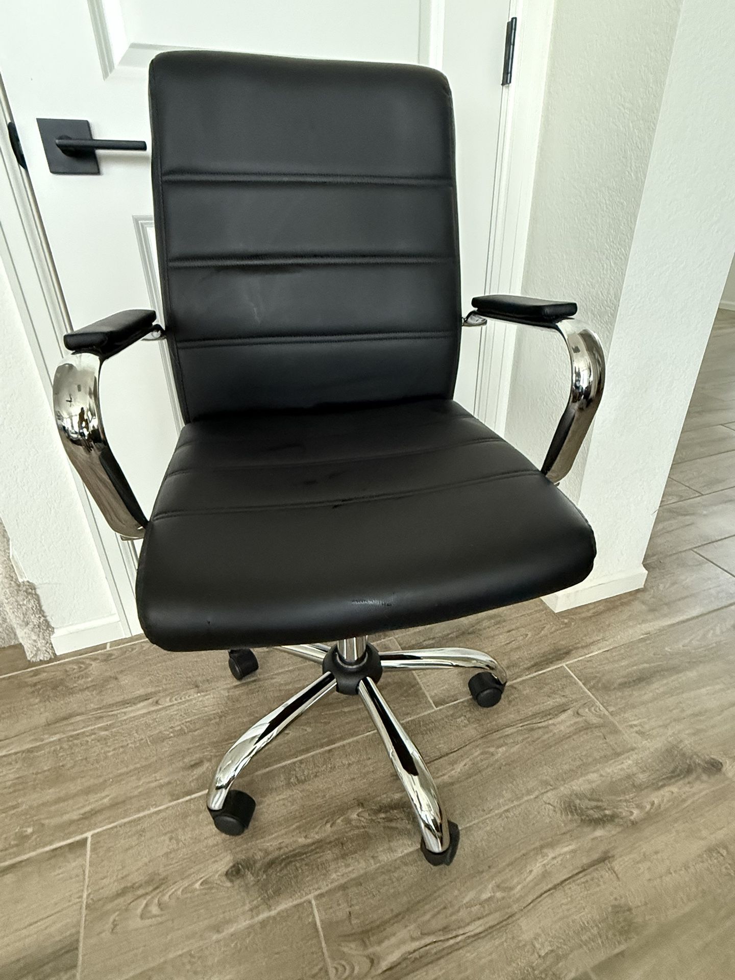 Black Faux Leather Office Chair + Cushion Lab Seat/Lumbar Pillow Set