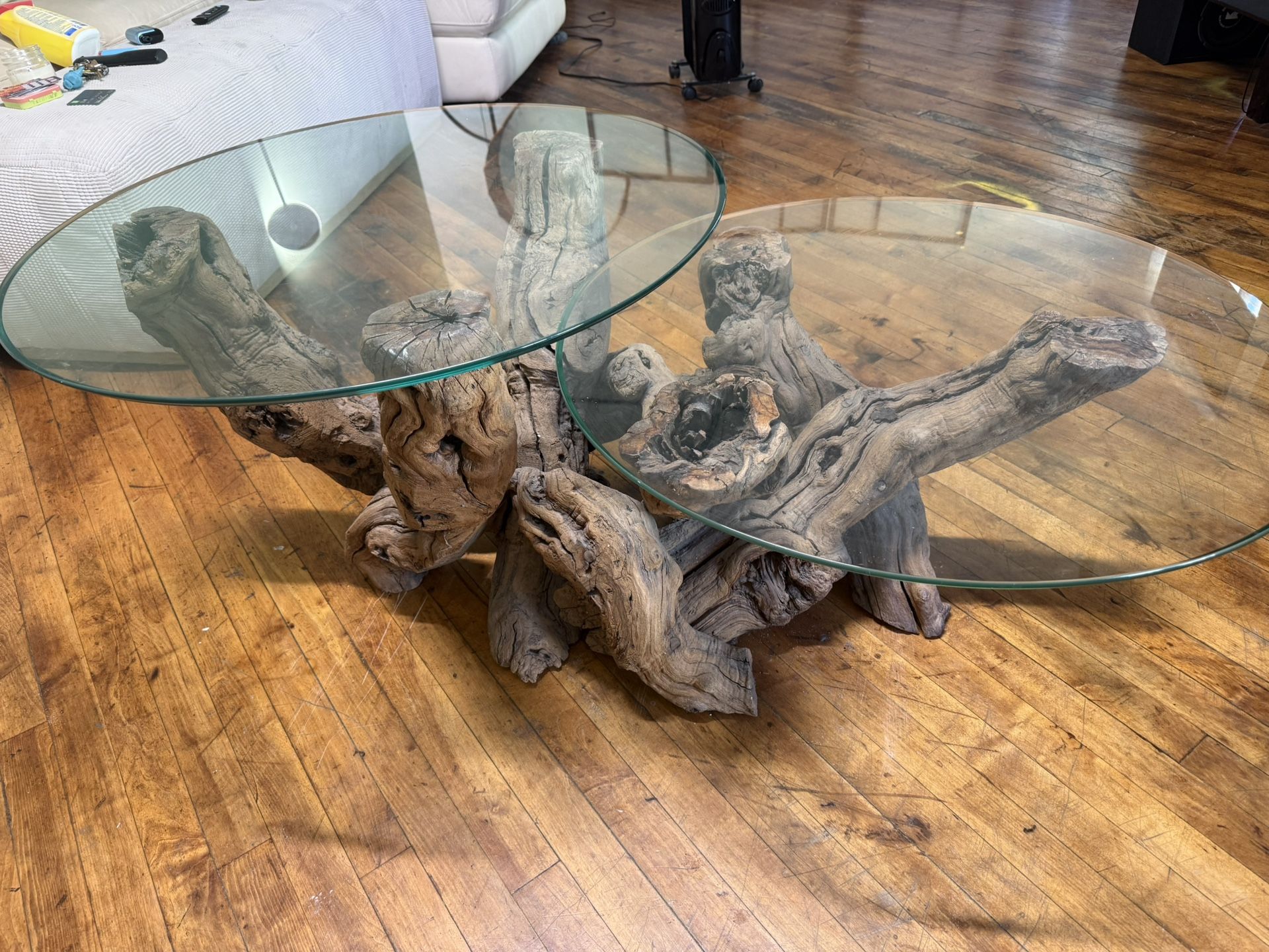Driftwood Glass Top Coffee Table 