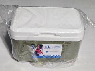 5L Portable Insulated Cooler Box Green & White Hard Shell Lunch Cooler Ice Chest