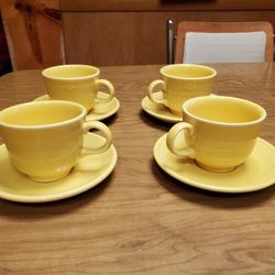 Yellow Fiesta 4 Cups and 4 Saucers - New Condition