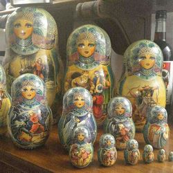 15 Vintage Hand Painted (Signed by the Artist)  Russian Matryoshka Dolls!1 Of 1!c