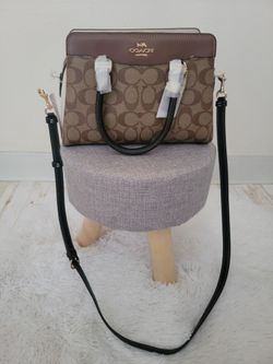 New Coach Mini Darcie Carryall Crossbody Colorblock Signature Canvas Gold Khaki