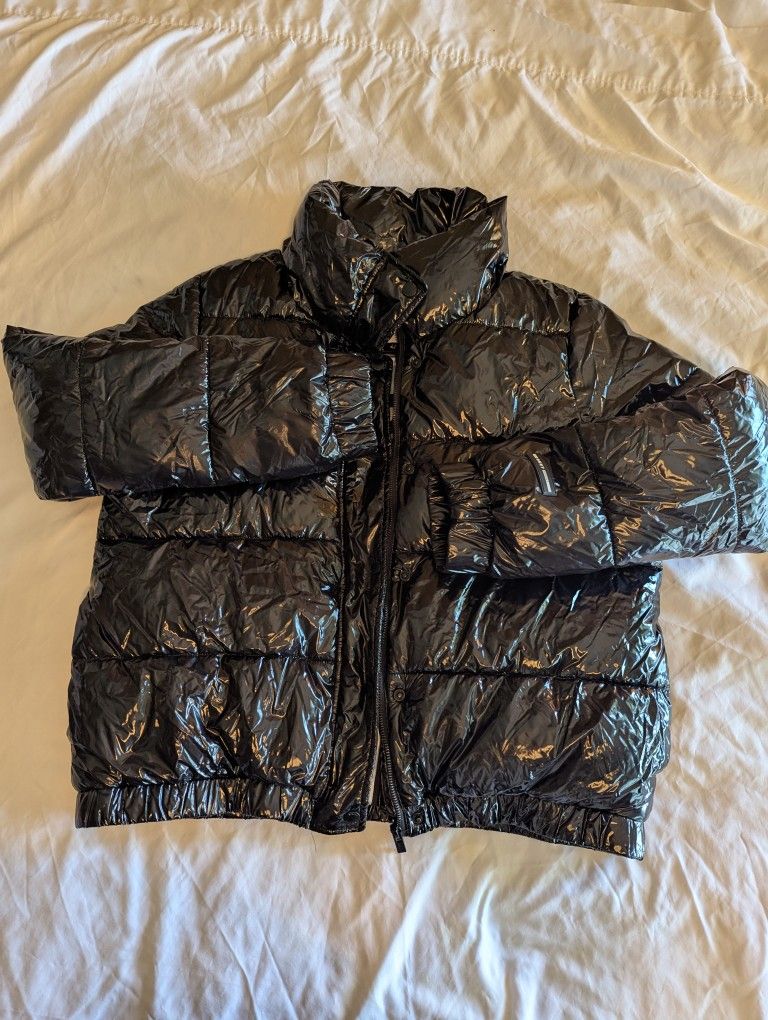 DKNY Sport Shiny Wet Look Puffer Jacket Women's Large