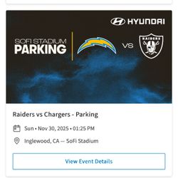 Raiders vs Chargers Tailgating Parking Pass 