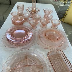 Vintage Glassware - Light Pink