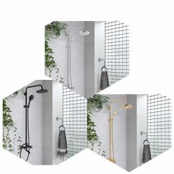 gotonovo Exposed Shower Faucet Set 8 Inch Rainfall Showerhead 3-Function with Tub Spout Chrome & gold Bronze and Black Bronze, And nickel C48