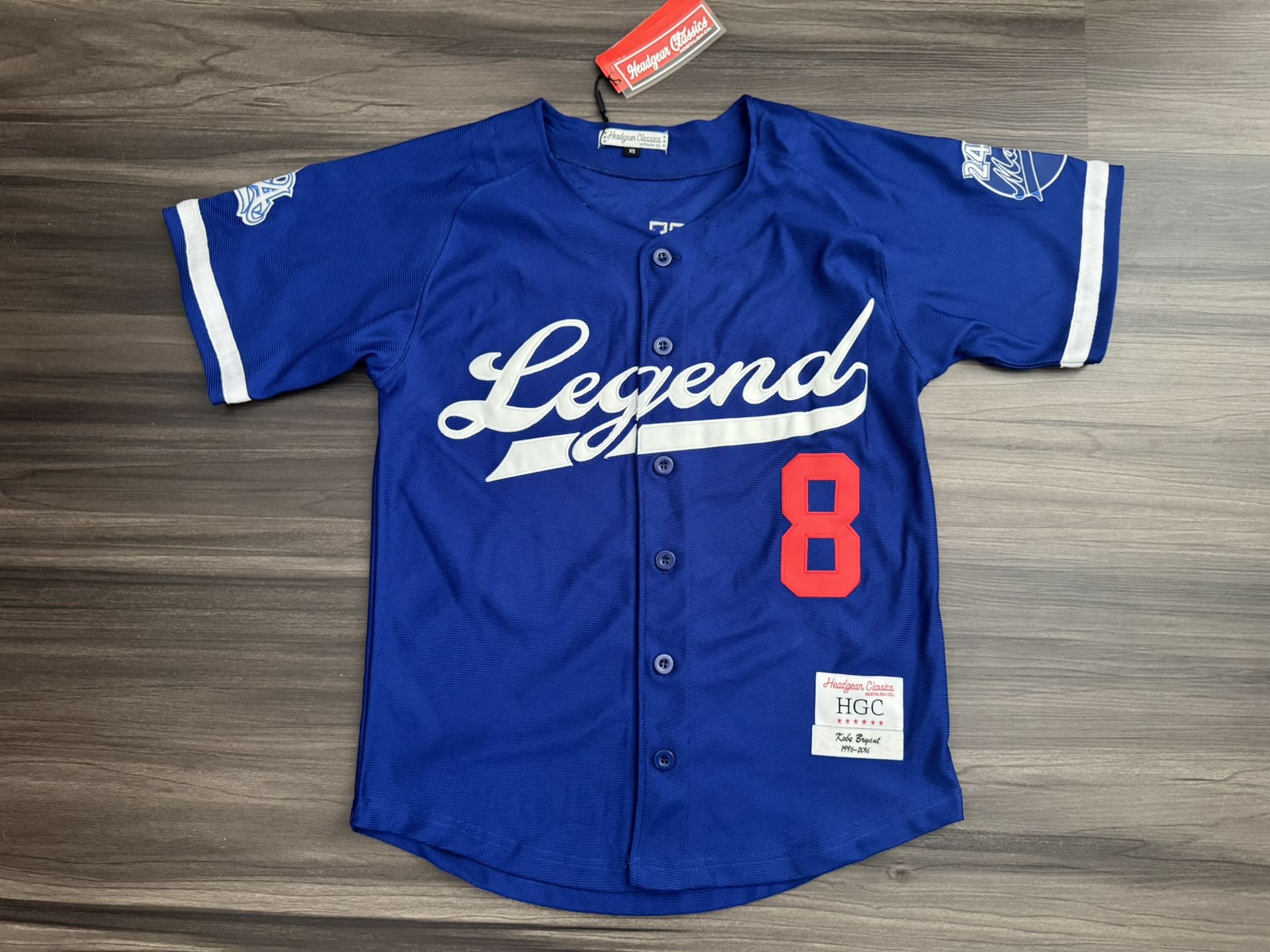 Headgear Classics Kobe Bryant #8 #24 1(contact info removed) LA Mamba Baseball Jersey Size XS .