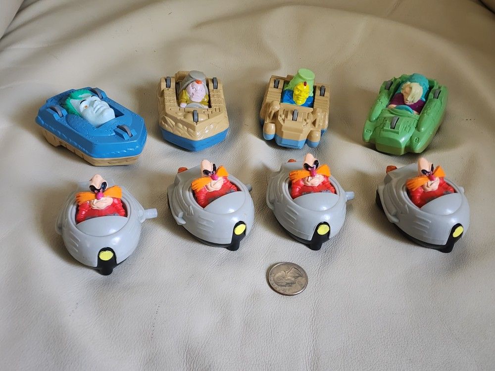 SEGA And TM 1990 Burger King Meal Vintage Flip And Windup Cars Retro Pretend Play Set Of 8 Toys.