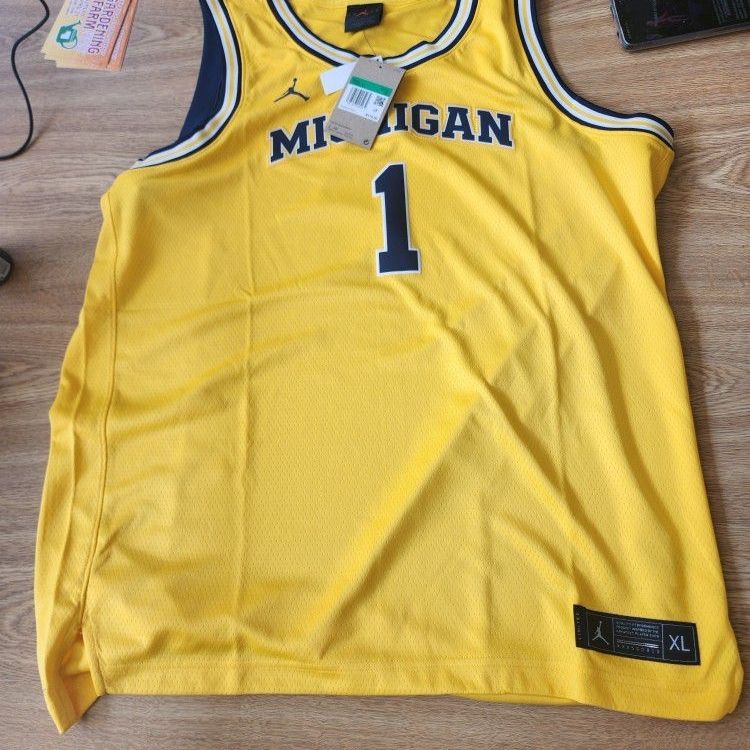 Michigan Wolverine #1 Nike Jordan Men's XL Basketball Jersey Game