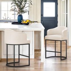 Ivory Leather Barstool Set Of 2 