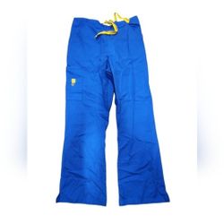 WonderWink Size Small Blue Scrub Pants with Yellow Accents