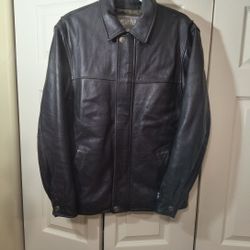 Wilsons Leather Mens Black Pocket Leather Thinsulate Liner Full Zip Jacket Sz. S