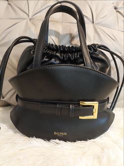 Women's black leather handbag