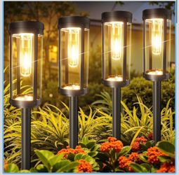 Solar Pathway Lights Outdoor 6 Pack, Bright & Taller Solar Lights Outdoor Waterproof, Auto On/Off 15Hrs+ Morden Path Light Solar Powered Landscape Lig