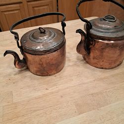 Antique Hand Made Copper Tea Kettles 