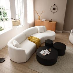 Milford 126" Curved Upholstered Sectional Sofa with Right Facing Chaise
