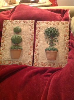 Two Beautiful Plaster Topiary 3D Pictures! Great for Indoor or Outdoor Use. Never Used