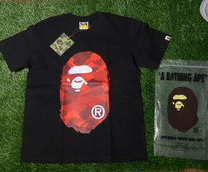 BAPE A Bathing Ape Red Camo Big Ape Head Tee
