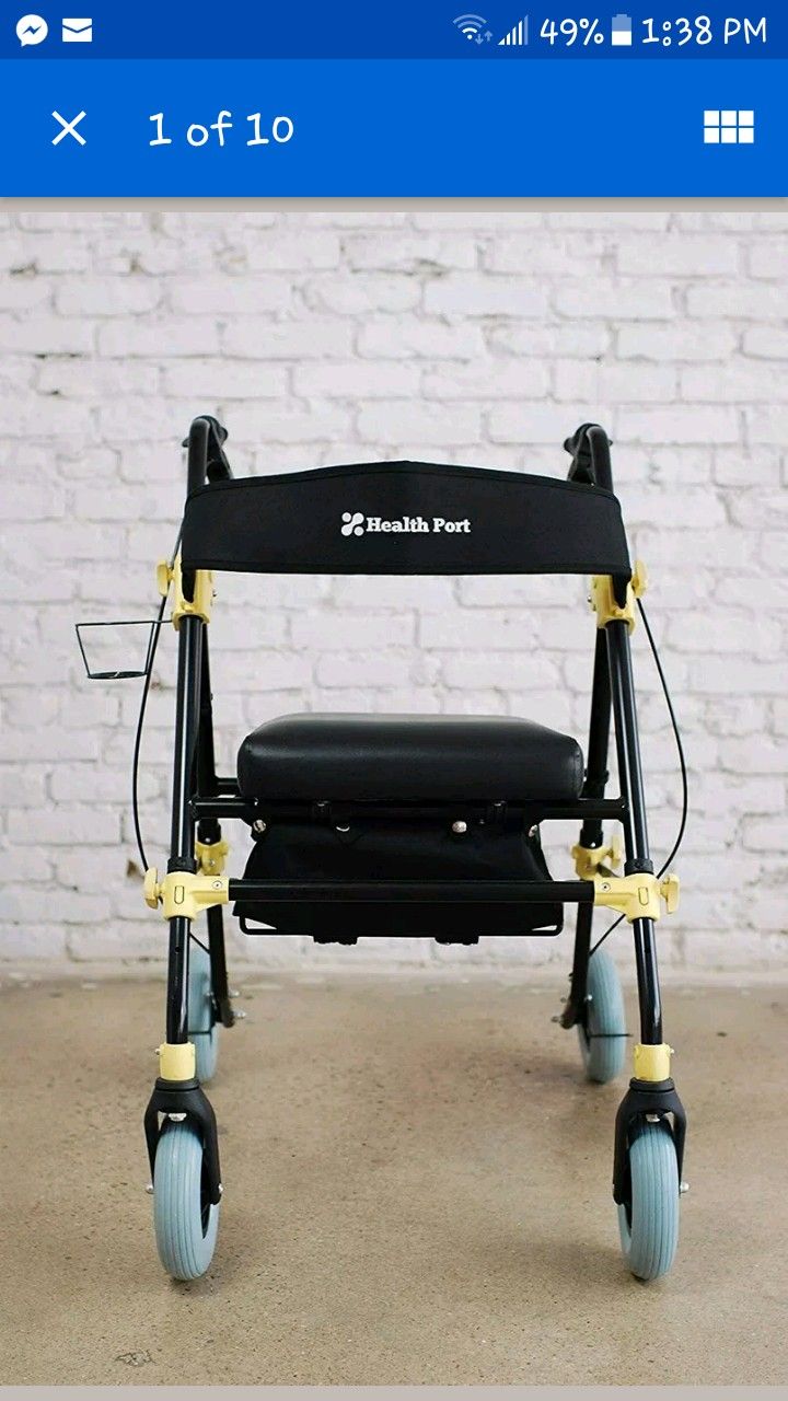 Walkwr Health Port Folding Walker with 8 Wheels Rolling Walker Mobility Aid COMFORTABLE 300 lbs