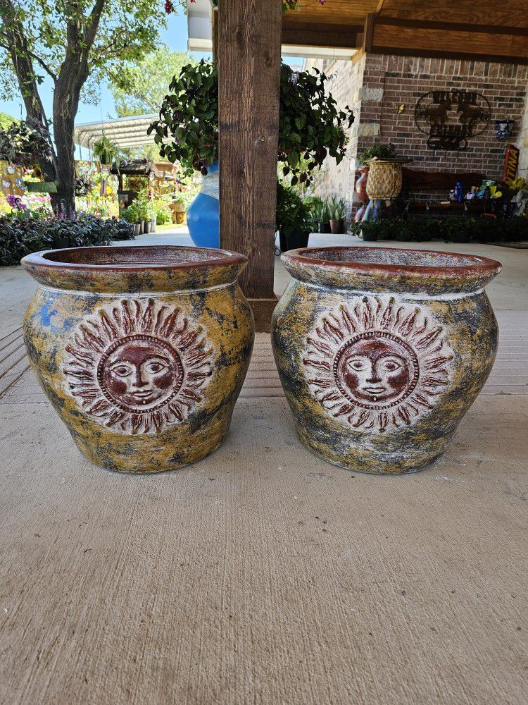 Sun Clay Pots . (Planters) Plants, Pottery, Talavera $60 cada una.