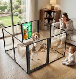 FXW Acrylic Indoor Dog Pet Playpen Heavy Duty Excellent/Like New Condition There is a hairline scratch on one panel, likely from a box cutter, and one