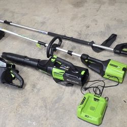 Greenworks 80v Trimmer / Chainsaw / Pole Saw / Leaf Brower