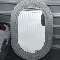 White Wicker Mirror