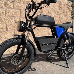 1500 Watt Electric Ebike, 35-39mph, Fat Tire, Includes Center Basket, 18ah Battery Incl (Blue Or Sand)