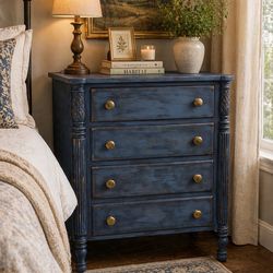 Refinished 4 drawer Vintage Dresser in distressed Blue