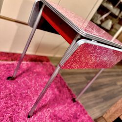 VIRTUE BROS. Pink/Red Drop Leaf Formica Table W/brand New Chrome Legs! Free Delivery! 