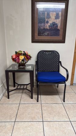 Metal Patio Chair With Glass Top Table