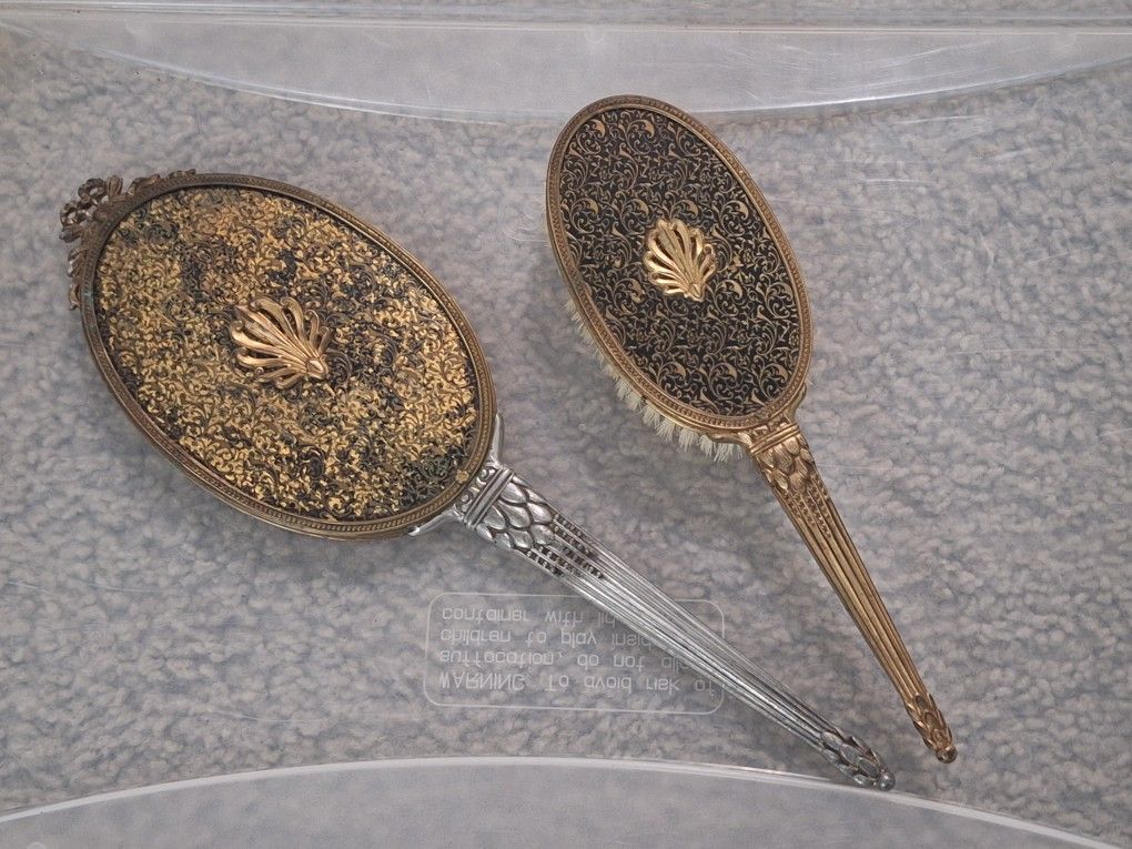 Antique Brush And Mirror Set