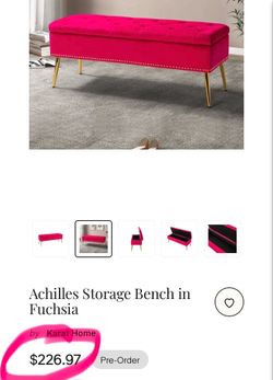 NEW PINK VELVET STORAGE BENCH💕