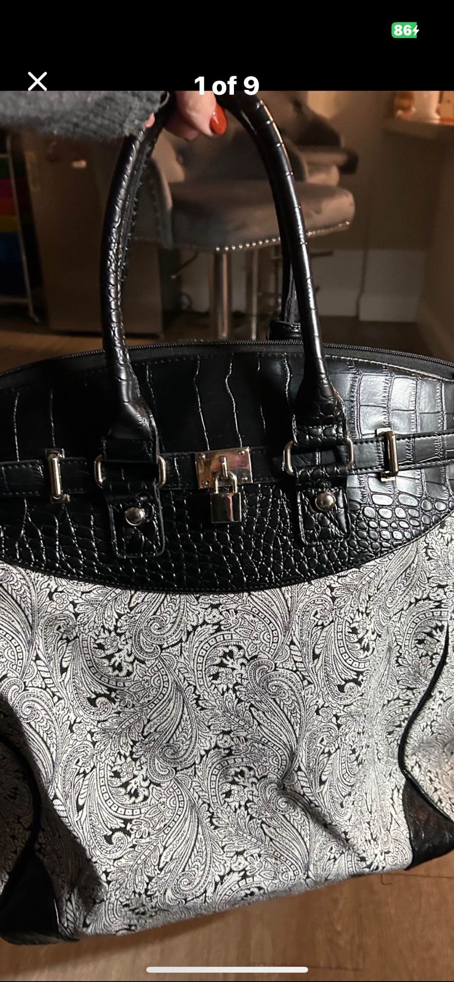 Black and White laptop/ weekend rolling Bag