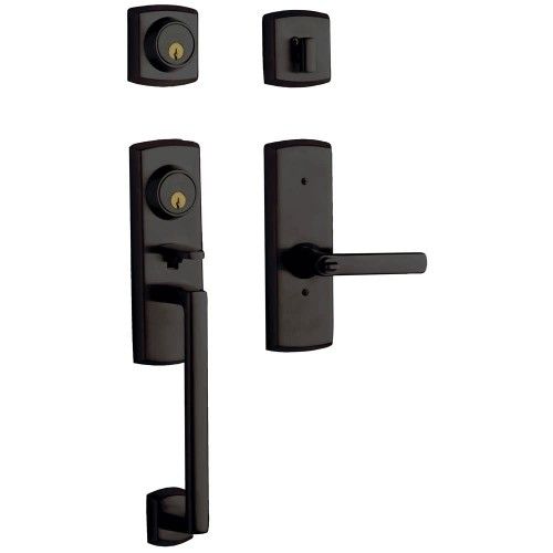 Baldwin Soho Right Handed Single Cylinder Sectional Handleset with Interior Lever, Satin Black