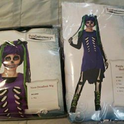 NEW  HALLOWEEN Skeletal Girl Complete Costume  Size XL