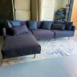 West Elm Halsey 3-Piece Modular Sectional — Midnight Blue