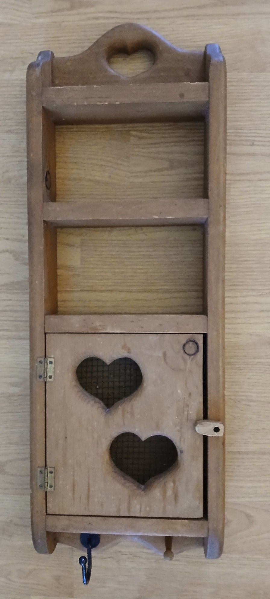 Vintage Wooden Shelf & Key Ring  10x24"