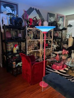 1980s postmodern pink torchiere floor lamp