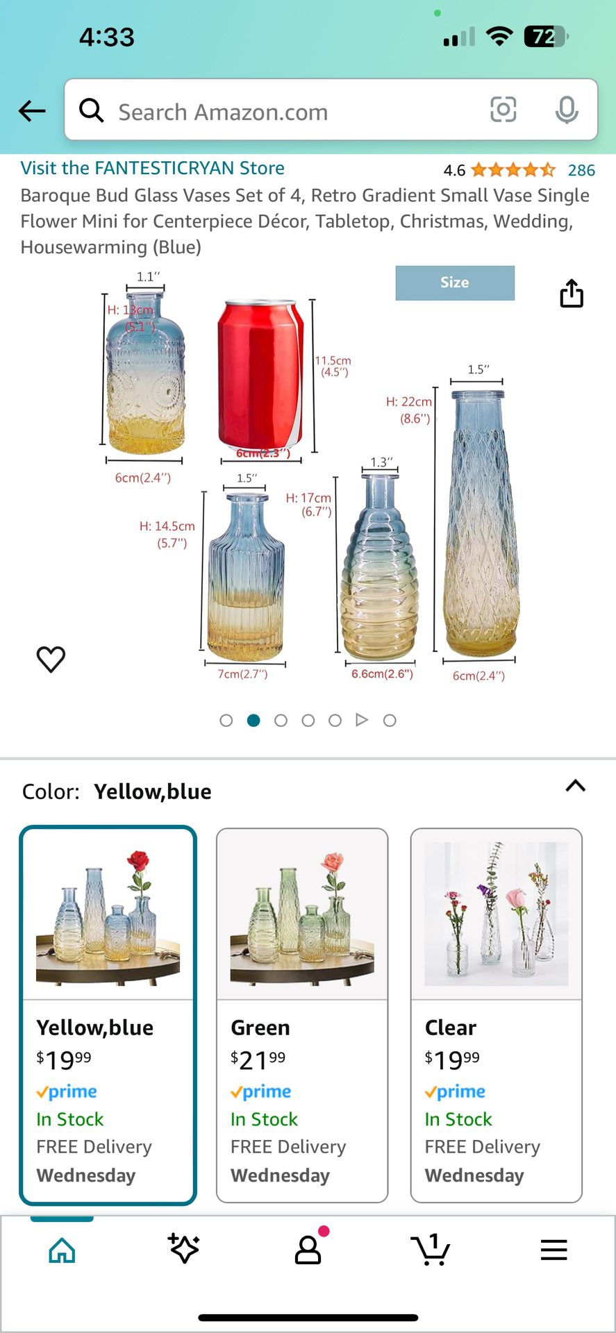 Glasses Vases Set Of 4