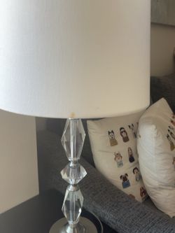 Modern Crystal Table Lamp with White Drum Shade – $45