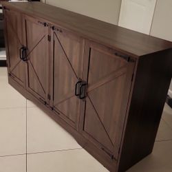 New 62 Inch Dark Brown Wooden Sideboard Buffet Cabinet with Storage

