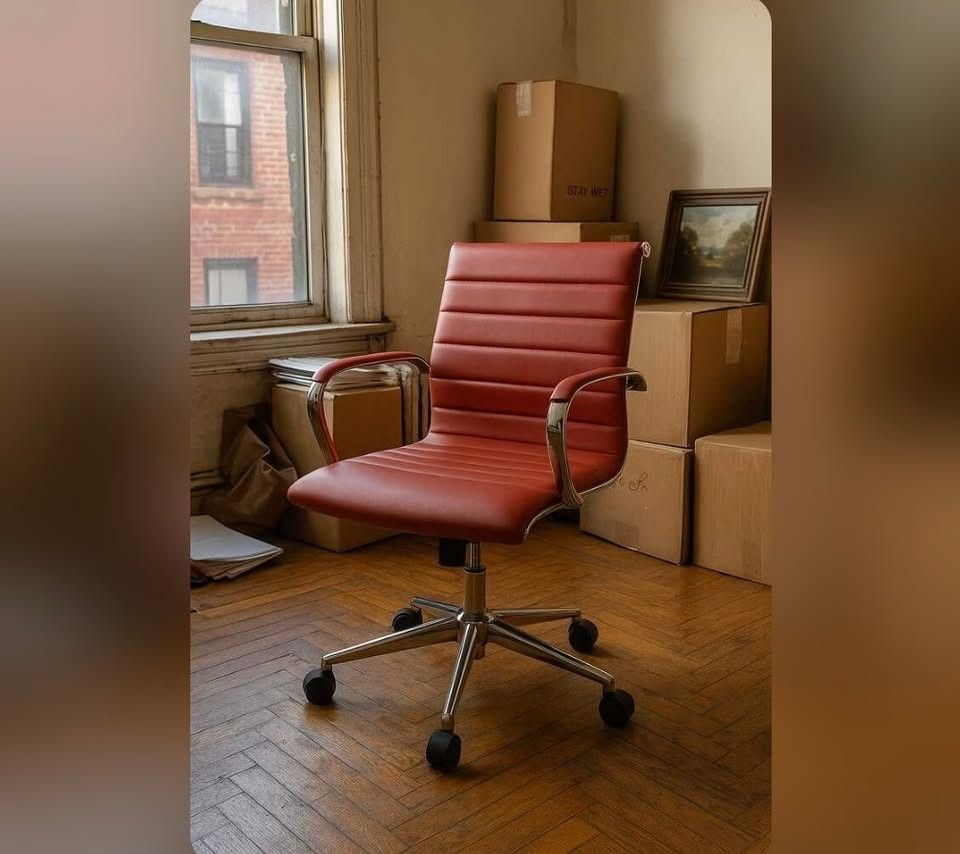 Red Ribbed Modern Office Chair – Chrome Base – $100 OBO

