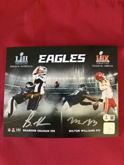 Philadelphia Eagles Brandon Graham & Milton Williams Signed 8x10 Photo BAS COA